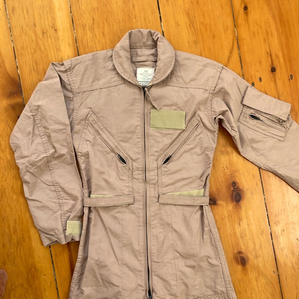 Genuine fly suit coveralls! Small! Adjustable waist - tan khaki beige - like new